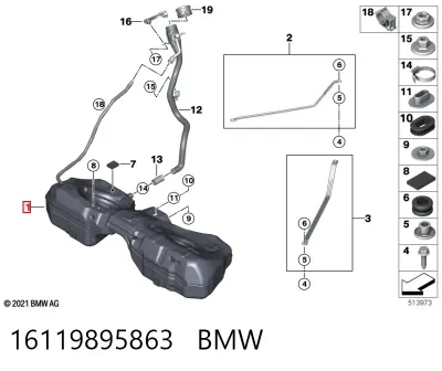 Бак топливный BMW 16119895863