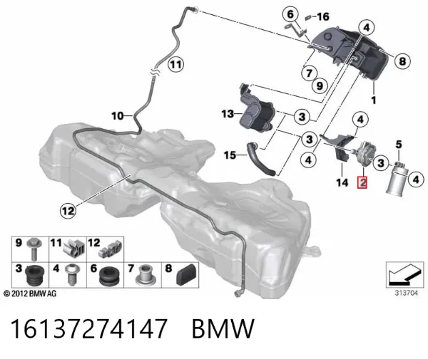Клапан адсорбера BMW 7 F01, F02, F03, F04