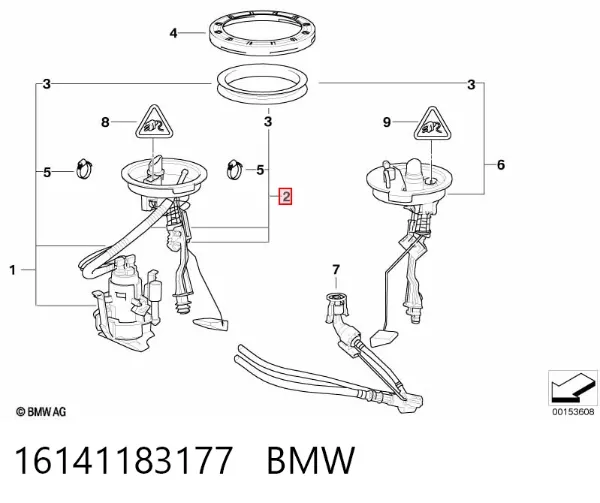 Датчик уровня топлива в баке правый 16141183177 BMW