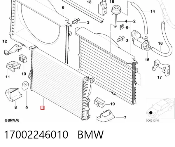 Радиатор 17002246010 BMW