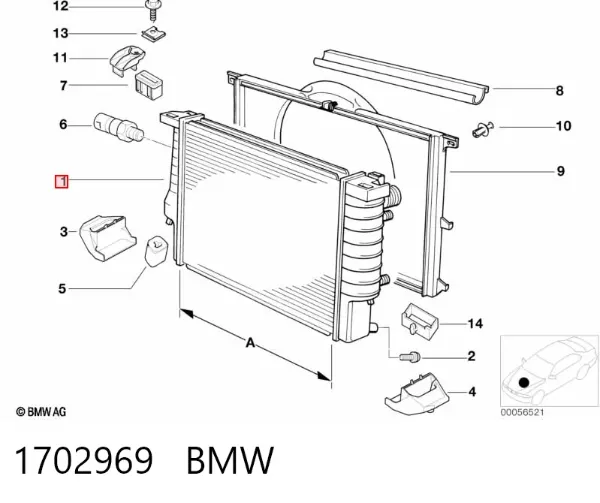 Радиатор 1702969 BMW