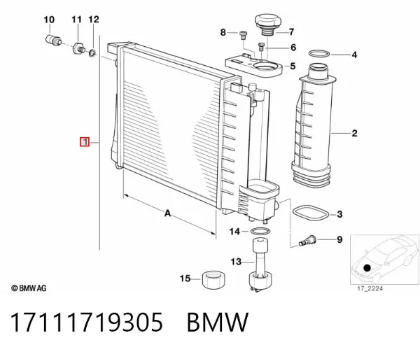 Радиатор 17111719305 BMW