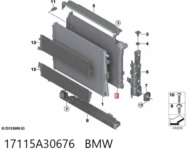 Радиатор 17115A30676 BMW