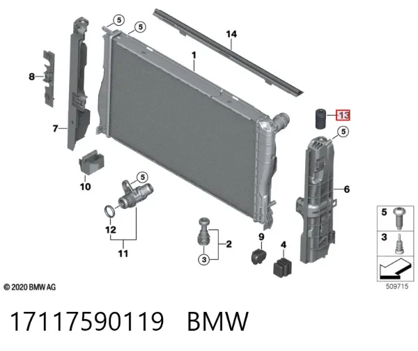 Кронштейн радиатора 17117590119 BMW