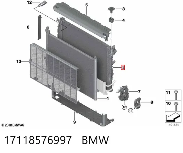 Радиатор 17118576997 BMW