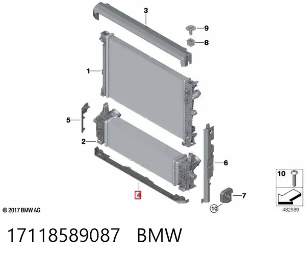 Кронштейн радиатора нижний 17118589087 BMW
