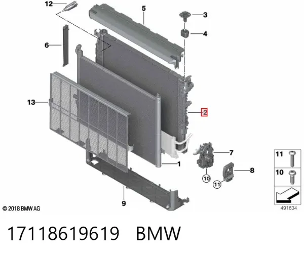 Радиатор 17118619619 BMW