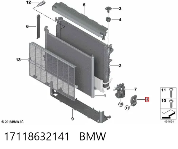 Кронштейн радиатора нижний 17118632141 BMW