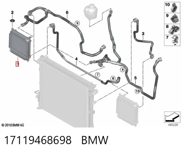 Радиатор охлаждения двигателя дополнительный 17119468698 BMW