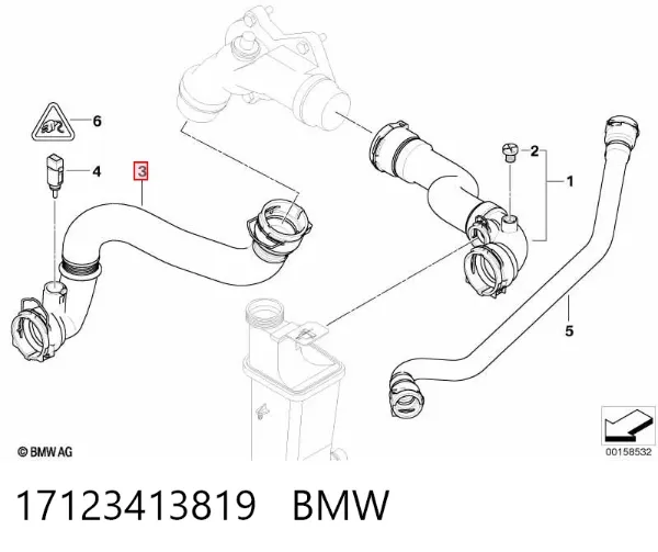 Нижний шлаг радиатора охлаждения 17123413819 BMW