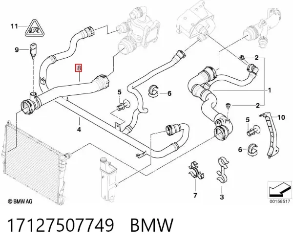 Нижний шлаг радиатора охлаждения 17127507749 BMW
