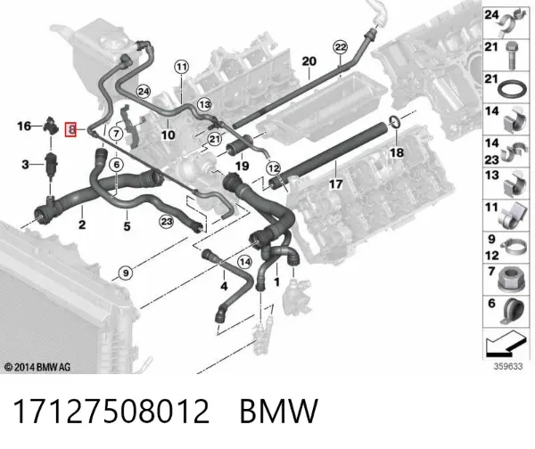 Шланг расширительного бачка верхний 17127508012 BMW