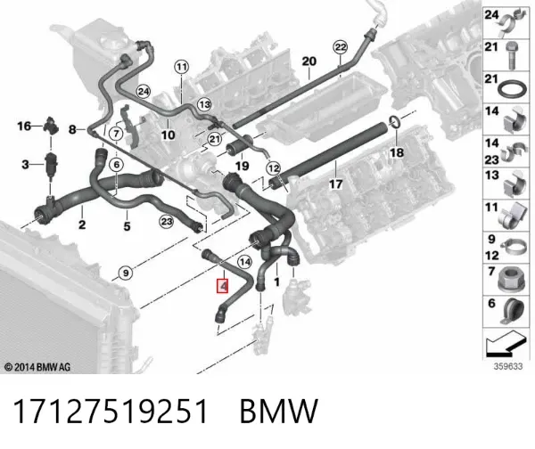 Патрубок системы охлаждения 17127519251 BMW