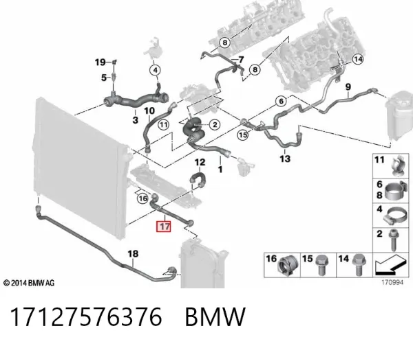 Патрубок радиатора 17127576376 BMW