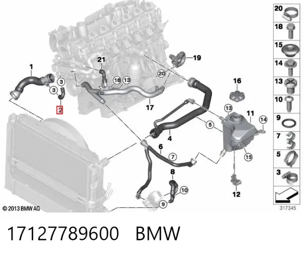 Патрубок системы охлаждения 17127789600 BMW