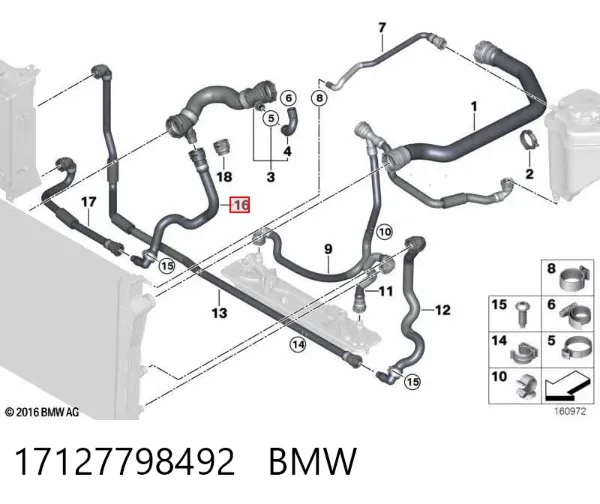 Патрубок радиатора 17127798492 BMW