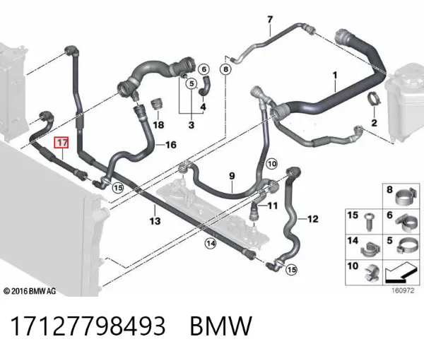Патрубок радиатора 17127798493 BMW