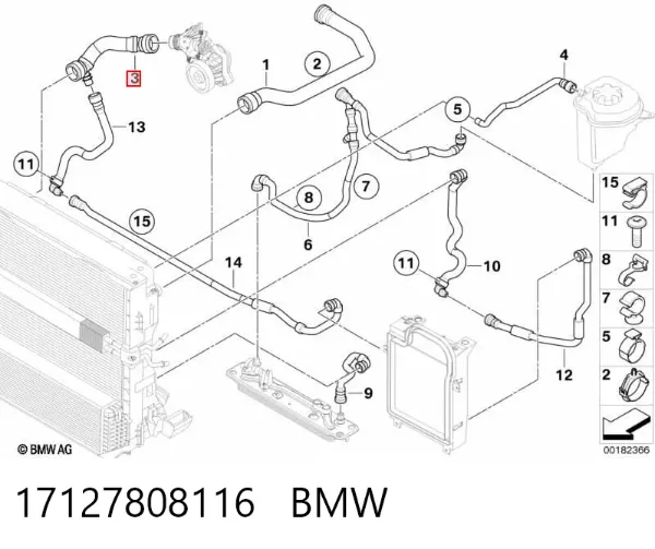 Патрубок радиатора 17127808116 BMW