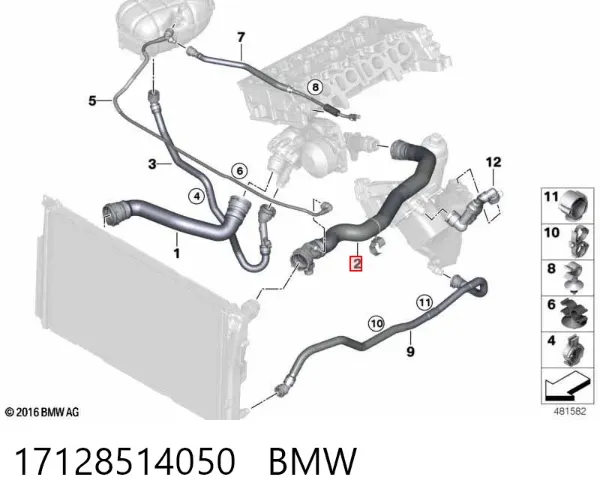 Патрубок радиатора 17128514050 BMW