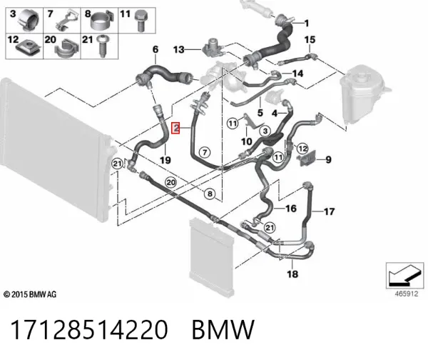 Шланг расширительного бачка нижний 17128514220 BMW