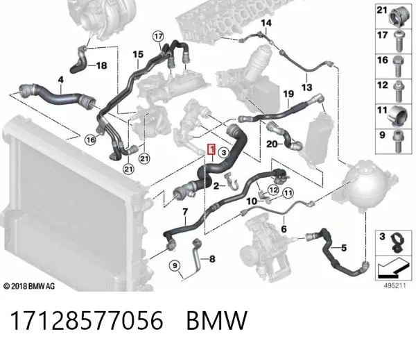 Патрубок радиатора 17128577056 BMW