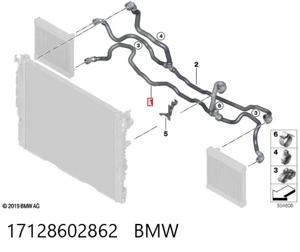 Патрубок системы охлаждения 17128602862 BMW