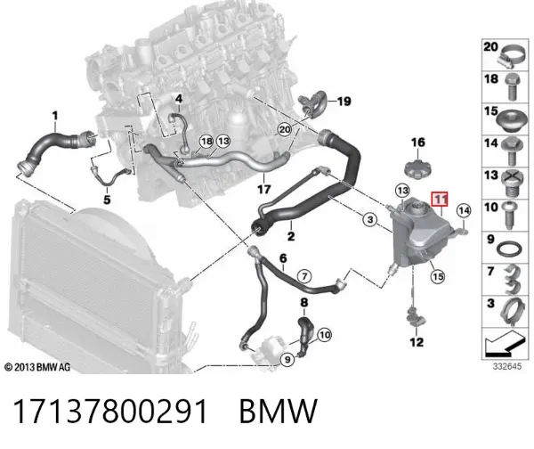 Бачок системы охлаждения 17137800291 BMW