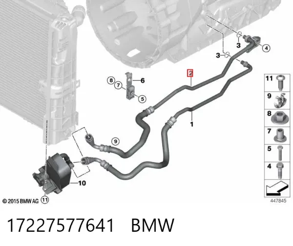 Трубка (шланг) охлаждения АКПП, подача 17227577641 BMW