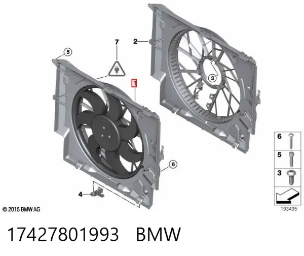 Диффузор вентилятора в сборе с мотором и крыльчаткой 17427801993 BMW