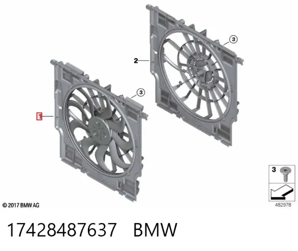 Диффузор вентилятора в сборе с мотором и крыльчаткой 17428487637 BMW