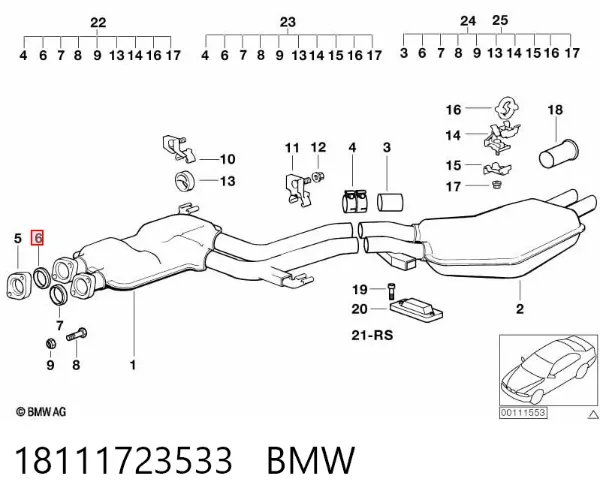 Кольцо приемной трубы глушителя 18111723533 BMW