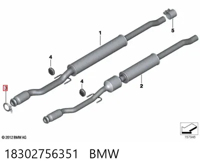 Соединительный хомут выпускного коллектора BMW 18302756351