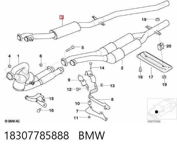 Центральная часть глушителя 18307785888 BMW