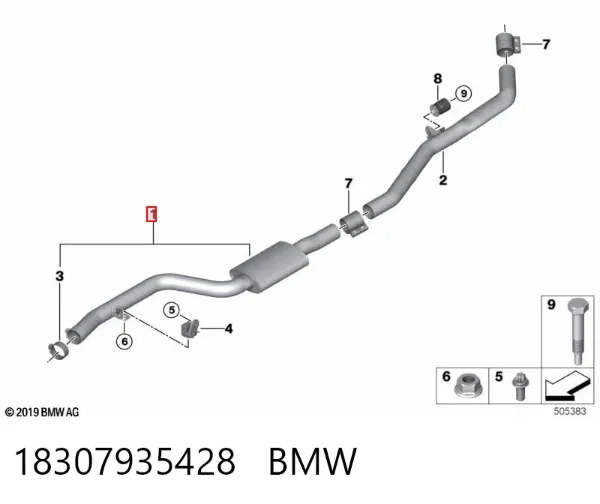 Передняя часть глушителя 18307935428 BMW