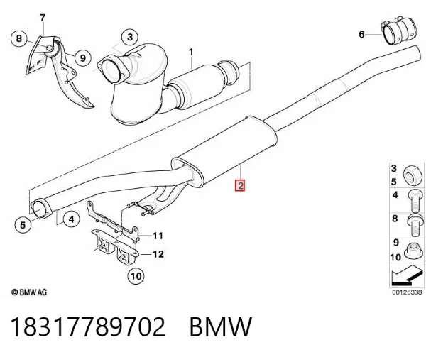 Центральная часть глушителя 18317789702 BMW