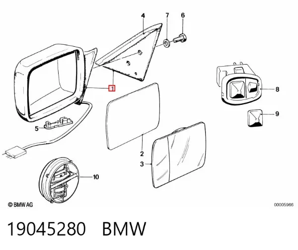 Правое зеркало 19045280 BMW