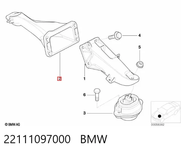 Кронштейн подушки (опоры) двигателя правой 22111097000 BMW