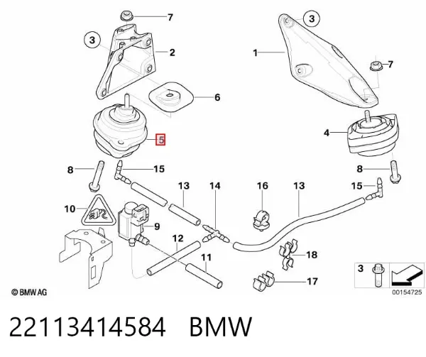 Правая подушка двигателя 22113414584 BMW