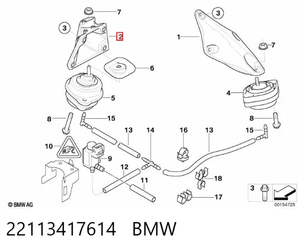 Кронштейн подушки (опоры) двигателя правой 22113417614 BMW