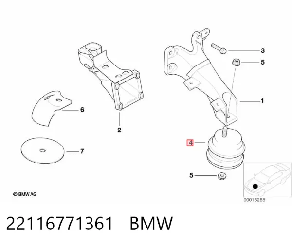Левая/правая опора двигателя 22116771361 BMW