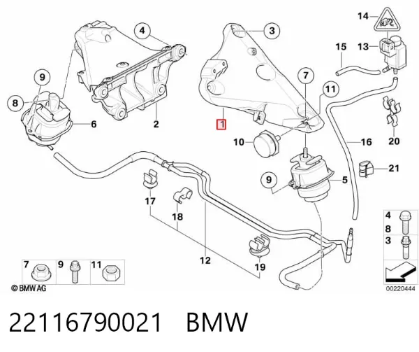 Кронштейн подушки (опоры) двигателя левой 22116790021 BMW