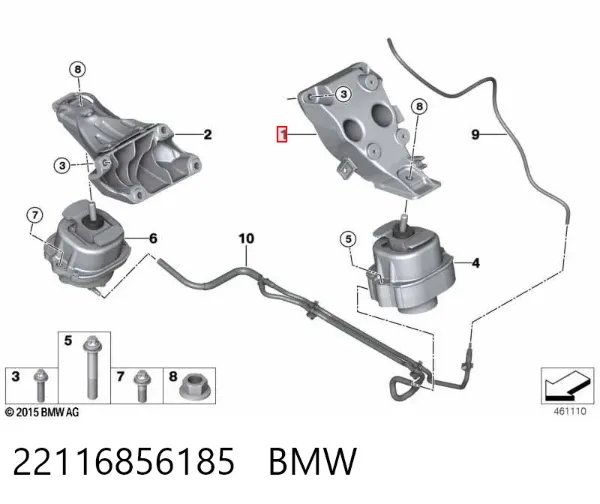 Кронштейн подушки (опоры) двигателя левой 22116856185 BMW