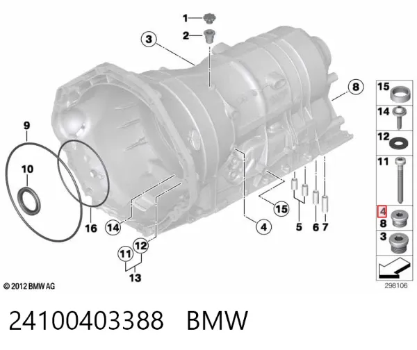 Пробка поддона АКПП 24100403388 BMW