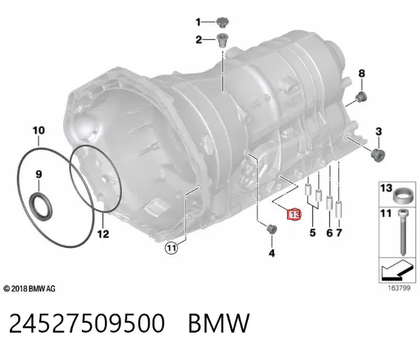 Сальник штока переключения коробки передач 24527509500 BMW