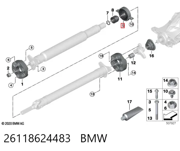 Подвесной подшипник карданного вала 26118624483 BMW