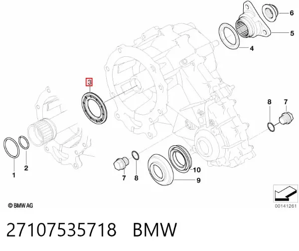 Сальник раздаточной коробки, первичного вала 27107535718 BMW
