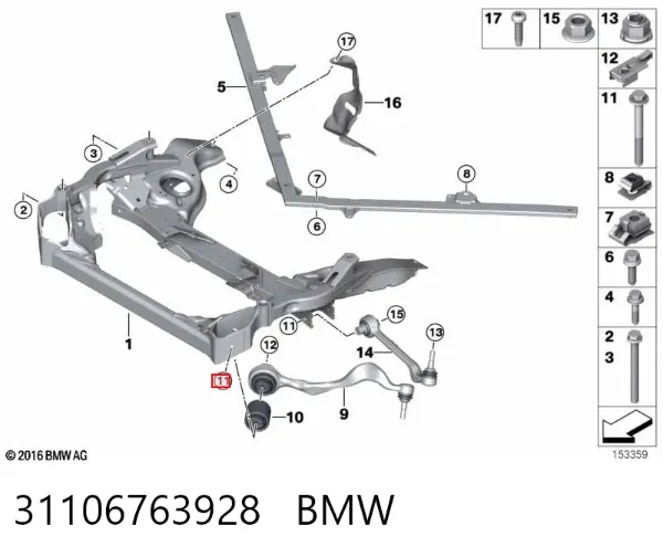 Болт нижнего рычага 31106763928 BMW