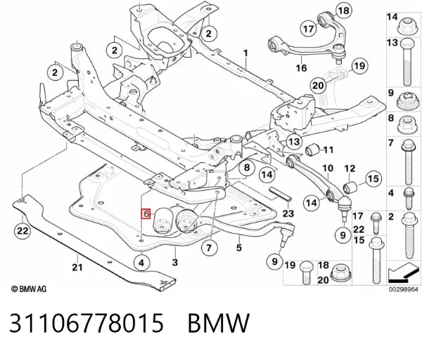 Сайлентблок переднего рычага 31106778015 BMW
