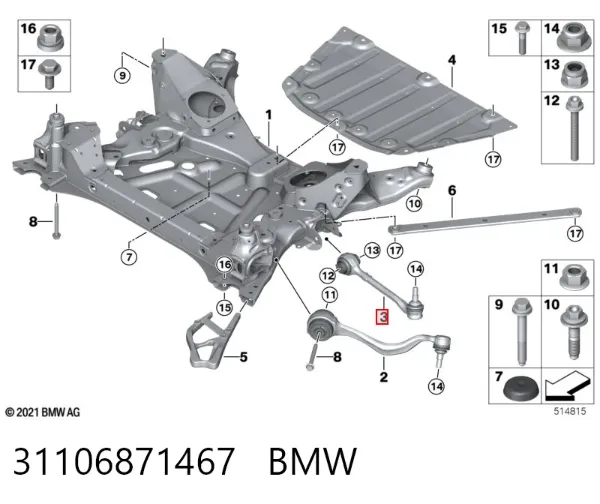Рычаг передней подвески левый 31106871467 BMW
