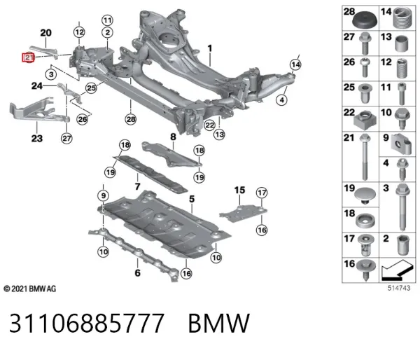Болт переднего рычага 31106885777 BMW